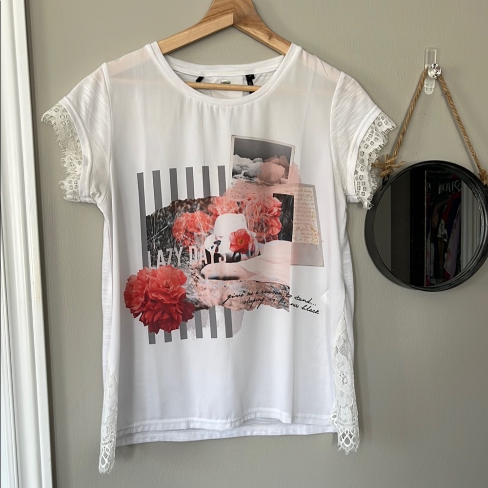 Buffalo David Bitton White Graphic Short Sleeve Tee